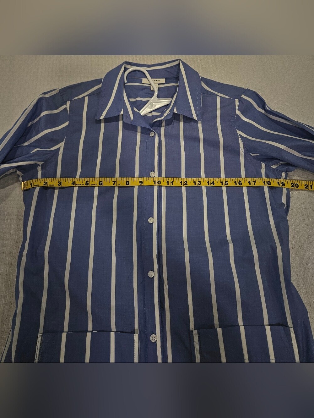 Striped Blue Maxi Shirt Dress with Front Pockets Size S . - Picture 6 of 9